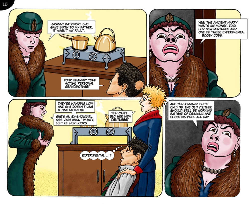 Page 15.  Granny hanging low